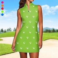 Women's Tennis Dress Golf Dress Breathable Quick Dry Moisture Wicking Sleeveless Dress Tennis Outfit Zipper Printed Summer Tennis Golf Pickleball miniinthebox - thumbnail