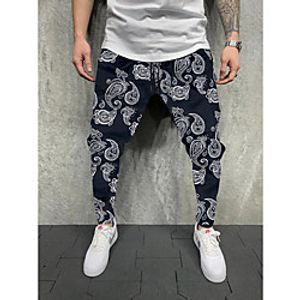 Men's Athleisure Sports Outdoor Sports Casual Sports Pants Sweatpants Pants Plants Leaf Full Length Print Red Yellow Black Light Grey Rainbow miniinthebox