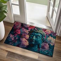 Buddha Flowers Doormat Kitchen Mat Floor Mat Non-Slip Area Rug Oil Proof Rug Indoor Outdoor Mat Bedroom Decor Bathroom Mat Entrance Entryway Rug Lightinthebox