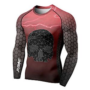 21Grams Men's Long Sleeve Compression Shirt Running Shirt Top Athletic Athleisure Spandex Quick Dry Moisture Wicking Breathable Fitness Gym Workout Running Active Training Exercise Sportswear Skull Lightinthebox