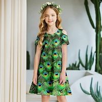 Kids Little Girls' Dress Unicorn Animal A Line Dress Daily Vacation Patchwork Print Pink Above Knee Short Sleeve Sweet Dresses Summer Loose 3-12 Years miniinthebox - thumbnail