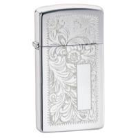 Zippo 1652 Slim Venetian High Polish Chrome Windproof Lighter - 130000139