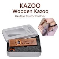 1Pcs Wooden Kazoo Ukulele Guitar Partner Wood Harmonica with Metal Box for Music Lover Lightinthebox - thumbnail