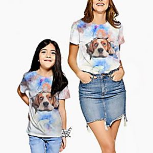 Family Look Tee Animal Print Blue Short Sleeve Active Matching Outfits / Kids miniinthebox