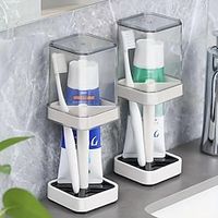 1pc Toothbrush Holder With Gargle Cup, Couple Toothbrush Storage Rack, Toothbrush Storage Organizer, Minimalist Toothbrush Rack  Bathroom Tumbler Set, Bathroom Accessories miniinthebox - thumbnail