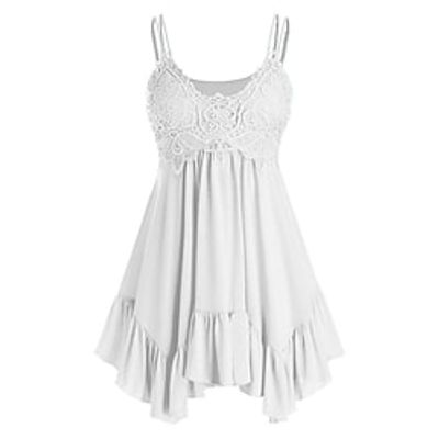 Women's Plus Size Tops T shirt Plain Backless Ruffle Sleeveless V Neck Streetwear Daily Going out Polyester Spring Summer Blue White Lightinthebox Women's Plus Size Tops T shirt Plain Backless Ruffle Sleeveless V Neck Streetwear Daily Going out Polyester Spring Summer Blue White Lightinthebox