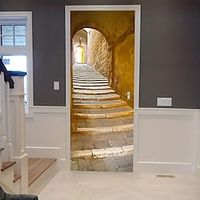 Stone Road Upperstairs Door Covers Mural Decor Door Tapestry Door Curtain Decoration Backdrop Door Banner Removable for Front Door Indoor Outdoor Home Room Decoration Farmhouse Decor Supplies miniinthebox