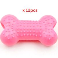 For Pet Mini Rubber Bone Toy For Dogs - Pink (Pack of 12)