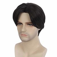Mens Wigs Short Straight Hair Synthetic Hair in The Middle Suitable For Mens Daily Role Playing Parties And hats Black miniinthebox - thumbnail