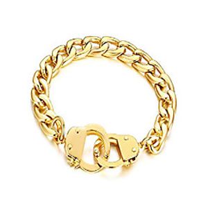 lafatina handcuff partners in crime bracelet for men women stainless steel unisex police gift working lock handcuff statement lock link bracelet Lightinthebox