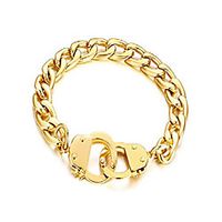 lafatina handcuff partners in crime bracelet for men women stainless steel unisex police gift working lock handcuff statement lock link bracelet Lightinthebox - thumbnail