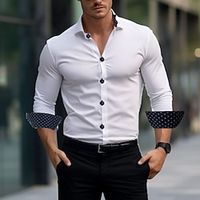 Men's Shirt Button Up Shirt Casual Shirt Summer Shirt Black White Pink Wine Red Long Sleeve Geometric Color Block Lapel Daily Vacation Patchwork Clothing Apparel Fashion Casual Comfortable Lightinthebox - thumbnail