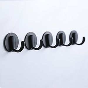 5Pack Wall Hooks, Heavy Duty Hanger Sticky Wall Hooks Waterproof Towel Hook for Tea Cup Robe Coat Kitchen Bathrooms Bedroom Door Office SUS304 Stainless Steel Black miniinthebox