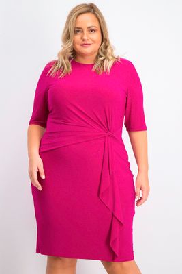 Womens Twisted Knot Jersey Dress Fuchsia Womens Twisted Knot Jersey Dress Fuchsia