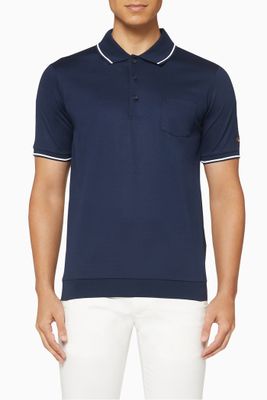 Contrast-Trims Pique Cotton Polo T-Shirt Contrast-Trims Pique Cotton Polo T-Shirt