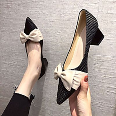 Women's Heels Pumps PU Solid Colored Dark Grey Black Blue miniinthebox