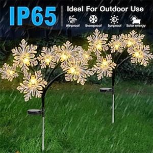 2pcs 1PC  6 Heads Solar Powered Snowflake and Ice Crystal Ground Lamp Holiday Party Decoration Lamp Garden Yard Buried Lamp  LED Light Strip miniinthebox