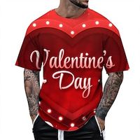 Heart Graphic Valentine's Day Fashion Daily Casual Men's 3D Print T shirt Tee Holiday Going out Festival Valentine's Day T shirt Light Pink Light Blue Pink Short Sleeve Crew Neck Shirt Summer Lightinthebox - thumbnail