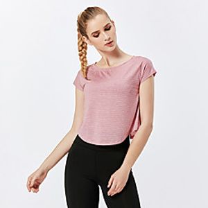 Women's Tee  T-shirt Crew Neck Nylon Solid Color Sport Athleisure T Shirt Top Short Sleeves Quick Dry Breathable Soft Comfortable Everyday Use Casual Daily Outdoor Lightinthebox