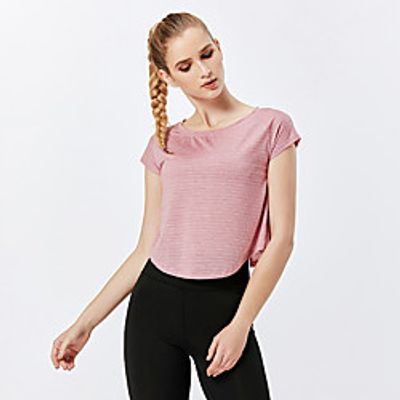Women's Tee  T-shirt Crew Neck Nylon Solid Color Sport Athleisure T Shirt Top Short Sleeves Quick Dry Breathable Soft Comfortable Everyday Use Casual Daily Outdoor Lightinthebox