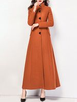 Stand-Up Collar Mid-Length Woolen Coat - thumbnail