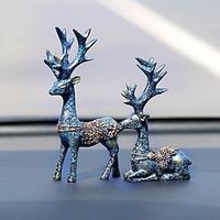 2pcs Deer Ornament Figurines,Creative Deer Decor Decoration, Car Interior Reindeer Accessory Couple Plush Ornaments, Desktop Center Statue ,Shape Sculpture Statues Craft, Xmas Gift miniinthebox - thumbnail