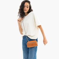 UCB Logo Embossed Crossbody Bag with Detachable Chain Strap - thumbnail