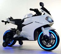 Megastar Ride On 12 V Ducati Style Light Up Power Motorbike, Electric Motorcycle For Kids - White (UAE Delivery Only)