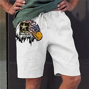 Men's Stylish Designer Straight Shorts Elastic Waist Print Short Pants Sports Outdoor Daily Graphic Prints Eagle Cotton Blend Comfort Breathable Mid Waist White Army Green S M L XL XXL Lightinthebox