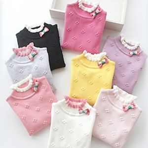 Kids Girls' Sweater Solid Color Daily Long Sleeve Fashion Cotton 3-10 Years Winter Purple Pink Yellow Lightinthebox