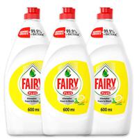 Fairy Dish Washing Liquid Soap Lemon 3 x 600 ml