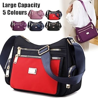 Women's Crossbody Bag Shoulder Bag Hobo Bag Nylon Outdoor Shopping Daily Zipper Large Capacity Lightweight Durable Solid Color Color Block Taro purple Red and blue combination Black Lightinthebox
