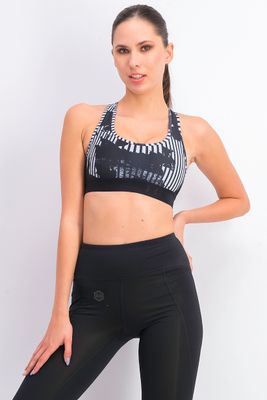 Womens Crossback Deboss Padded Bra Black Combo Womens Crossback Deboss Padded Bra Black Combo