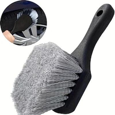 1pc, Car Wheel Brush With Short Handle, Auto Vehicle Wheel Tire Hub Cleaning Brush, Soft Washing Brush, Car Motorcycle Tire Brush, Car Wheel Scrub Brush, Car Maintenance, Cleaning Supplies. miniinthebox