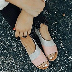 Women's Sandals Boho Bohemia Beach Comfort Shoes Flat Heel Round Toe Rubber Solid Colored Blue Pink miniinthebox