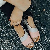 Women's Sandals Boho Bohemia Beach Comfort Shoes Flat Heel Round Toe Rubber Solid Colored Blue Pink miniinthebox - thumbnail