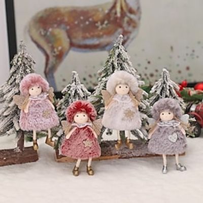 Stocking Stuffers for Kids 1pc Christmas Tree Pendant Cartoon Plush Angel Doll Pendant With Wings Girl Pendant Lightinthebox