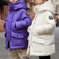 Kids Girls' Down Coat Solid Color Adorable Zipper School Coat Outerwear 7-13 Years Spring White Red Purple Lightinthebox - thumbnail