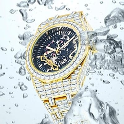 1pc Luxury Automatic Watch Men's Hip Hop Diamond Hollow Mechanical Men's Party Iced Waterproof Men's Watch Lightinthebox