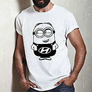 Men's Unisex Tee T shirt Hot Stamping Cartoon Graphic Prints Plus Size Print Short Sleeve Casual Tops Cotton Basic Fashion Designer Big and Tall White miniinthebox