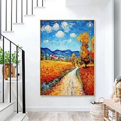 Van Gogh style Oil Painting Hand-painted Wall Art Abstract Knife Painting Landscape Rural Home Decoration Decorative Roll Canvas Frameless Unstretched miniinthebox