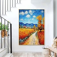 Van Gogh style Oil Painting Hand-painted Wall Art Abstract Knife Painting Landscape Rural Home Decoration Decorative Roll Canvas Frameless Unstretched miniinthebox - thumbnail