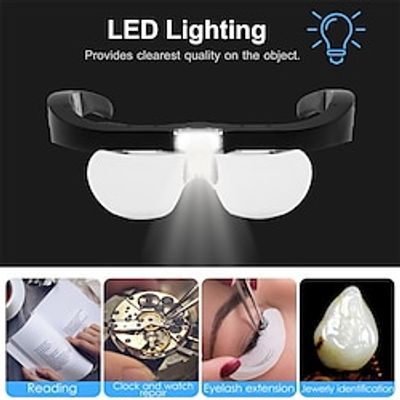 5X Magnifying Headset with LED Light Magnifying Glass Head Mounted Jewelry Loupe Magnifier with Multiple Lens 2 LED Lights for Crafting Clock Watch Electronics Repair Hobby Tool miniinthebox
