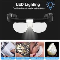 5X Magnifying Headset with LED Light Magnifying Glass Head Mounted Jewelry Loupe Magnifier with Multiple Lens 2 LED Lights for Crafting Clock Watch Electronics Repair Hobby Tool miniinthebox - thumbnail
