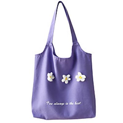 Women's Unisex Bags Canvas Canvas Bag Creamy-white Light Purple Red Lightinthebox