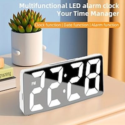 Latest Digital Clock LED Alarm Clock For Bedroom Electronic Desktop Clock With Temperature Display Adjustable Brightness 1224 Hours Hour Clock For Bedroom Lightinthebox