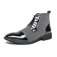 Men's Boots Dress Shoes Business British Daily PU Comfortable Booties / Ankle Boots Lace-up Black and White Black Winter miniinthebox