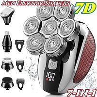 Head Shavers for Bald Men 7DBald Head Shavers for Men Electric Shavers Men Cordless Rechargeable Waterproof WetDry5-in-1 Rotary Shaver Razor Grooming Kit with Nose Beard Trimmer Hair Clipper Lightinthebox