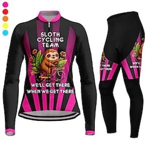21Grams Women's Cycling Jersey with Tights Long Sleeve Mountain Bike MTB Road Bike Cycling Winter Violet Yellow Pink Graphic Bike Quick Dry Moisture Wicking Spandex Sports Graphic Letter  Number Lightinthebox