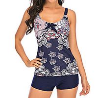 Women's Tankini Swimwear Quick Dry Stretchy Sleeveless 2 Piece - Swimming Surfing Snorkeling Summer Lightinthebox - thumbnail
